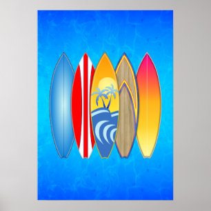 Retro Surfboards Poster