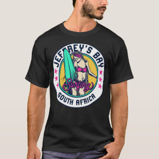 Retro Surfer Babe Badge Jeffreys Bay South Africa T-Shirt
