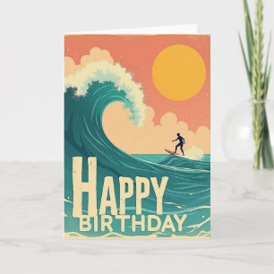 Retro Surfer Birthday Card