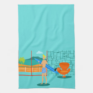Retro Surfer Dude Kitchen Towel