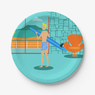 Retro Surfer Dude Paper Plates