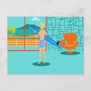 Retro Surfer Dude Postcard