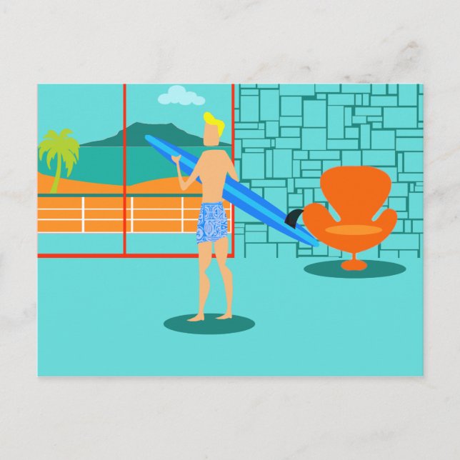 Retro Surfer Dude Postcard (Front)