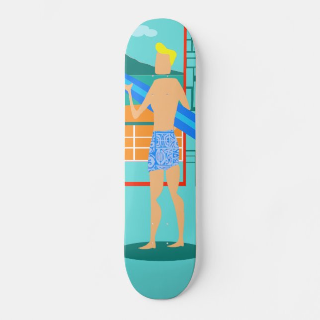 Retro Surfer Dude Skateboard (Front)