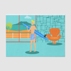 Retro Surfer Dude Tissue Paper