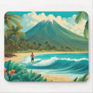 Retro Surfer in Hawaii Mouse Mat