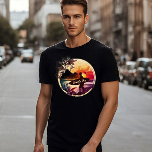 Retro Surfer Sunset Beach Men's T-Shirt