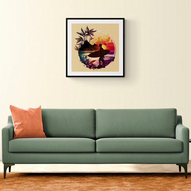 Retro Surfer Sunset Beach Poster (Creator Uploaded)