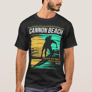 Retro Surfing Cannon Beach Oregon Vintage Surfer B T-Shirt