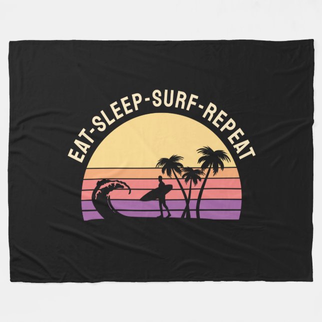 Retro Surfing Fleece Blanket (Front (Horizontal))