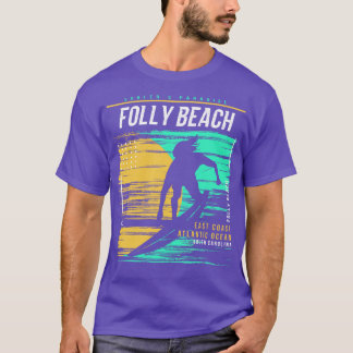 Retro Surfing Folly Beach South olina Vintage Surf T-Shirt