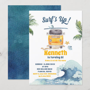 Retro Surfing Kid's Birthday Invitation