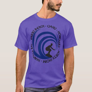 Retro Surfing Lovers Fan Beach Oahu T-Shirt