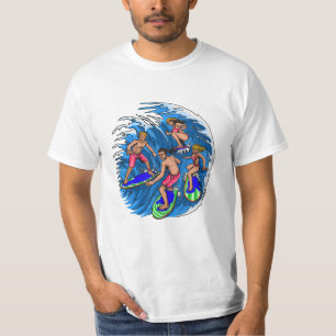 Retro Surfing Squad Ocean Wave Graphic T-Shirt