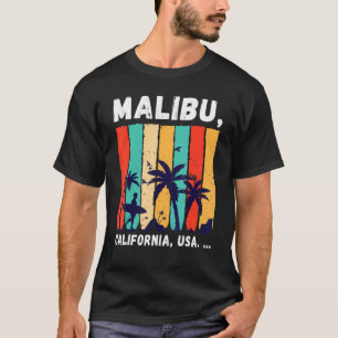 Retro Surfing Surfer Palms Surf Spot Malibu Califo T-Shirt