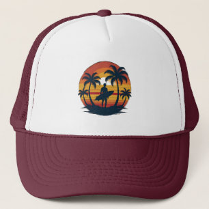 Retro Surfing T-Shirt – 70s Vintage Sunset Beach D Trucker Hat