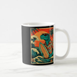 Retro Surfing Tyrannosaurus Hawaiian Summer Dinosa Coffee Mug