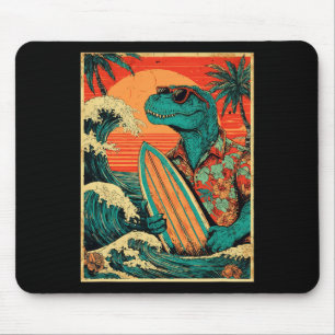 Retro Surfing Tyrannosaurus Hawaiian Summer Dinosa Mouse Mat