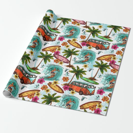 Retro Surfing Wrapping Paper | Zazzle.co.uk