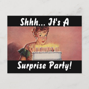 Retro Surprise Party Gal Birthday Cake Invitations