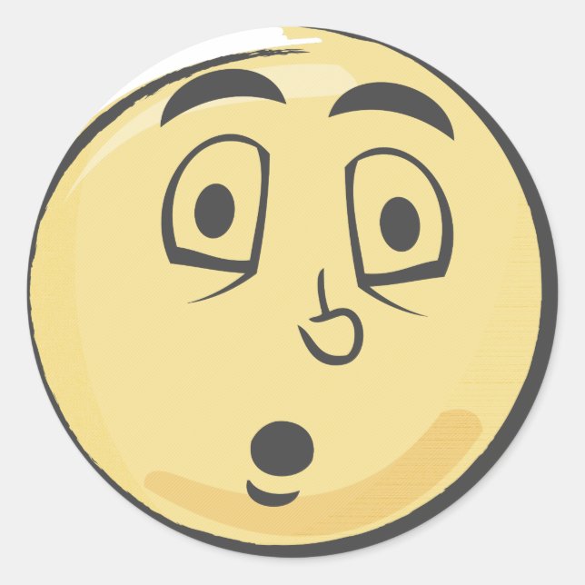 Retro Surprised Emoji Classic Round Sticker (Front)