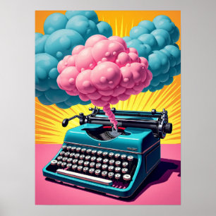 Retro Surrealism Pop Art Typewriter Poster