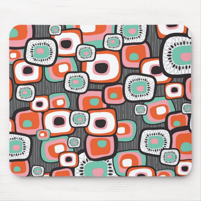 Retro Sushi Flower Squares Custom Mousepad (Front)