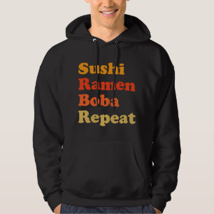 Retro Sushi Ramen Boba Repeat Hoodie