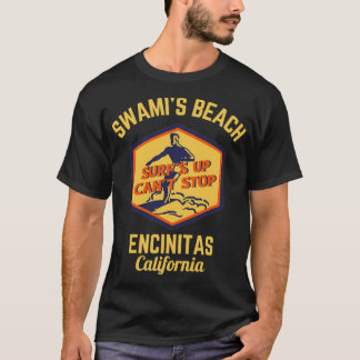 Retro Swamis Beach Encinitas California Gold Text  T-Shirt