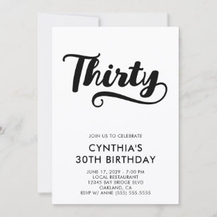 Retro Swash Bold Script 30th Birthday Invitation