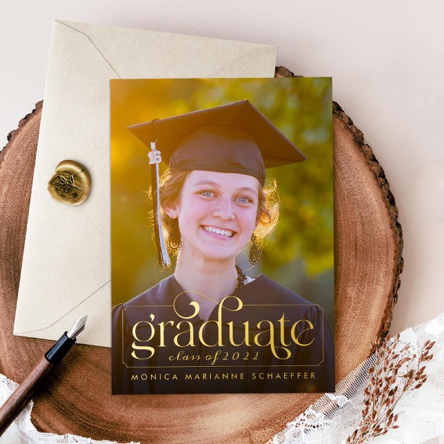 Retro Swash Gold Foil Photo Graduation (Creator Uploaded)