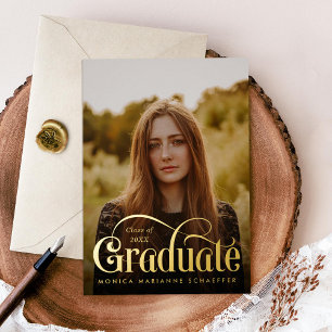 Retro Swash Photo Graduation Foil Announcement