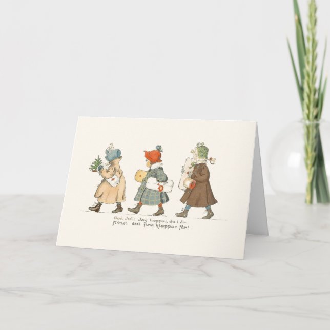 Retro Swedish Norwegian Danish Christmas Card (Front)