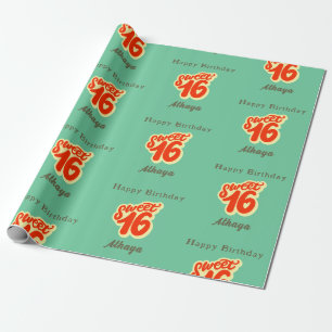 Retro Sweet 16th Birthday Wrapping Paper