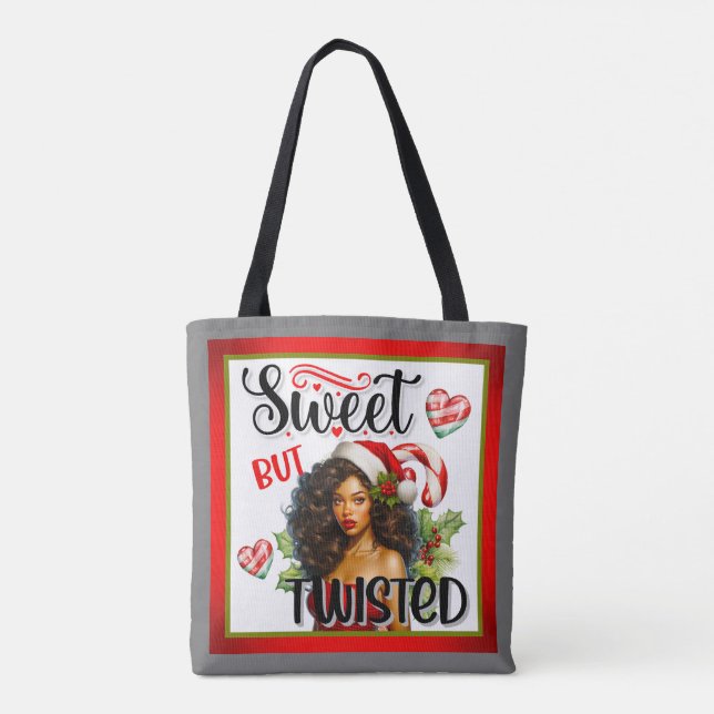 Retro Sweet but Twisted Christmas Pinup Tote Bag (Back)