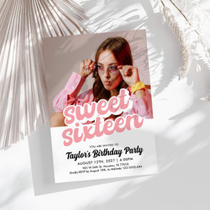 Retro Sweet Sixteen Birthday Invitation