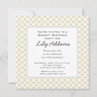 Retro Sweet Sixteen Invitation - Cream