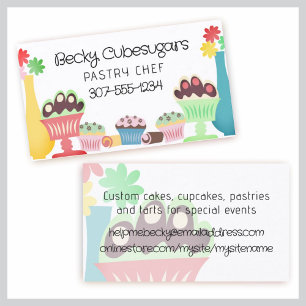 Retro sweets desserts baking bakery pastry chef business card