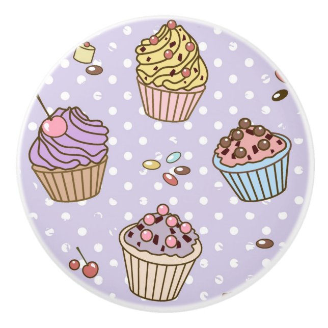 Retro Sweets Pattern Ceramic Knob (Front)