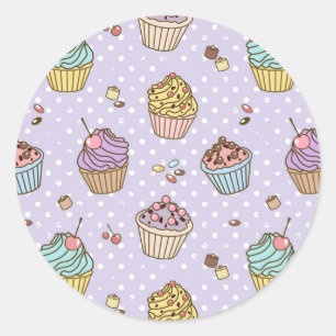 Retro Sweets Pattern Classic Round Sticker