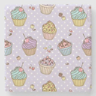 Retro Sweets Pattern Stone Coaster