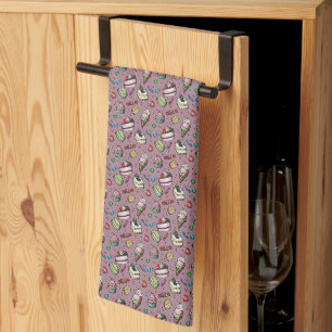 Retro Sweets- Pink Tea Towel