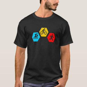 Retro Swim Bike Run Triathlon Athletic Sport Men W T-Shirt