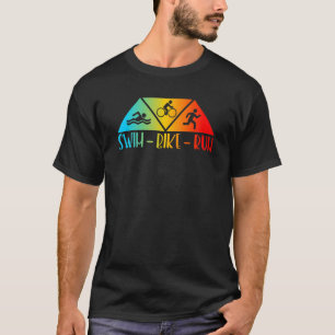 Retro Swim Bike Run Triathlon Athletic Sport Men W T-Shirt