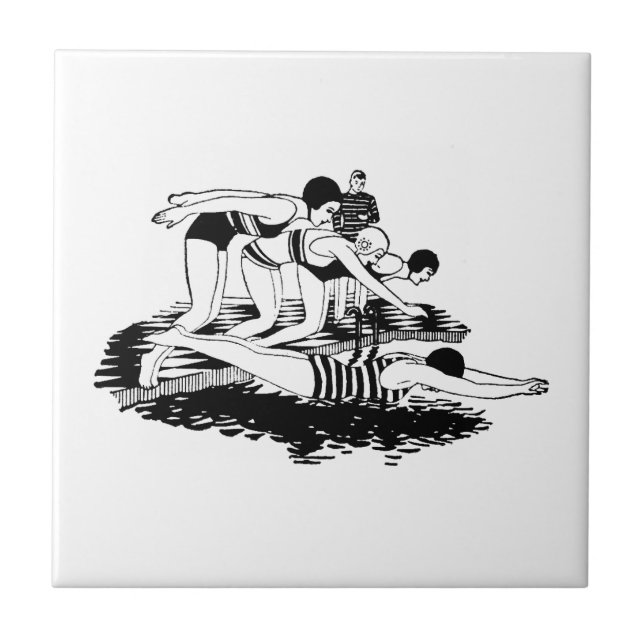 Retro Swimmers Tile (Front)