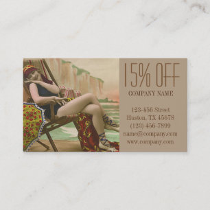 retro swimsuit fashion beauty tanning salon business card