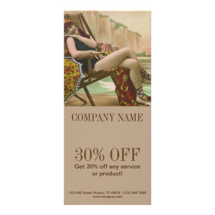 retro swimsuit fashion beauty tanning salon rack card