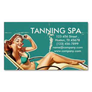 retro swimsuit pin up girl beauty tanning salon 	Magnetic business card