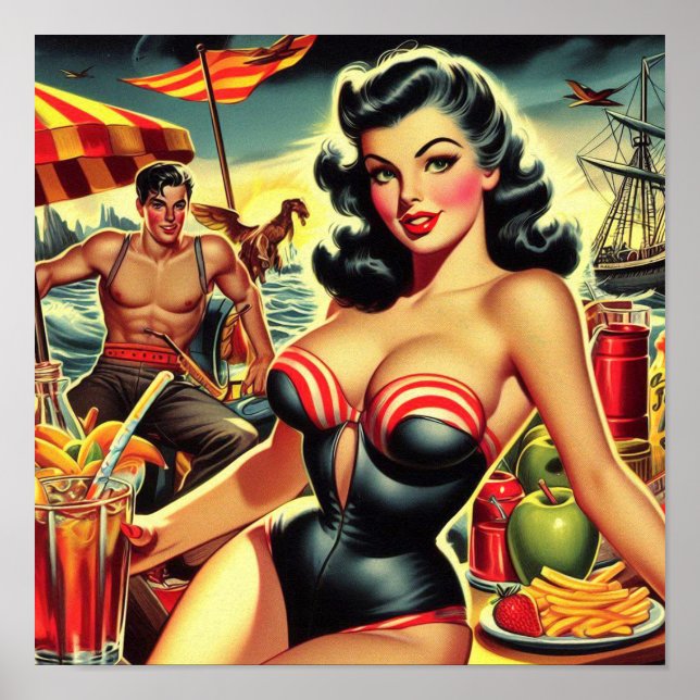 Retro Swimsuit Pin-up Poster (Front)