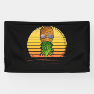 Retro Swinger Upside Down Pineapple Sunset Horizon Banner
